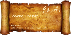 Csorba Anikó névjegykártya